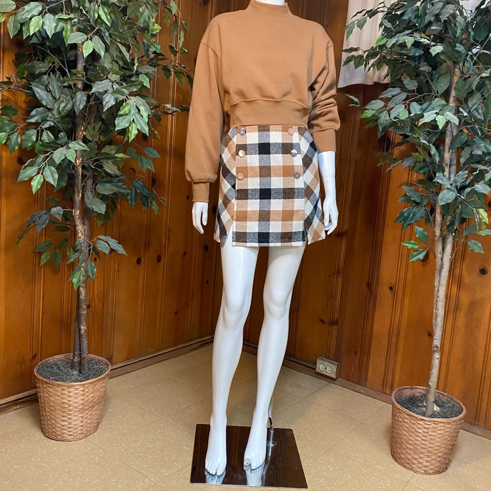 Cropped mock neck sweatshirt